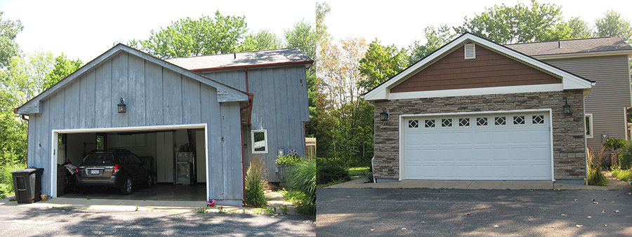 Updated siding and masonry by Mr. Roof.