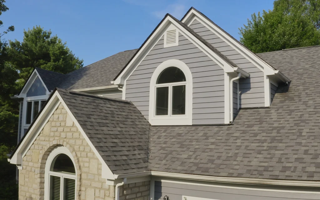 closeup of a asphalt shingle home